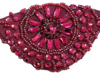 Cranberry Pink Eye Patch Fuchsia Glamour Beaded Sequin Jeweled Fashion Pirate Fantasy Wild