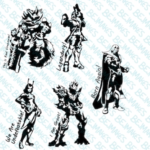 Sticker Les Gardiens de la Galaxie PNG, Groot, Starlord, Adam Warlock, Rocket Racoon, Mantis, téléchargement numérique