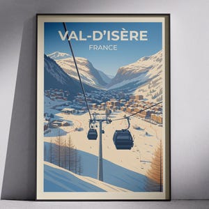 Val-D&#39;isere Skiing Print | Val D&#39;isere Travel Poster | Wall Art | France Ski Poster | Skiing Poster | Snowboarding Print | Ski Resort Prints