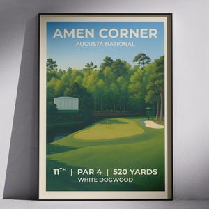 Augusta 11th Hole Golf Print | Amen Corner | The Masters | Minimalist Design Golf Poster | Wall Art | Golfer Gift | Golf Course Print