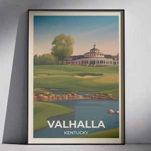 Pole golfowe Valhalla | Mistrzostwa PGA | Minimalistyczny plakat golfowy | Sztuka ścienna | Prezent dla golfisty | Prezenty dla niego | Wydruk sportowy | Wydruki golfowe