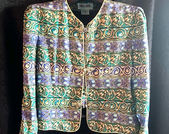 Blazer barocco vintage Maggy London: giacca anni '80 taglia Petite
