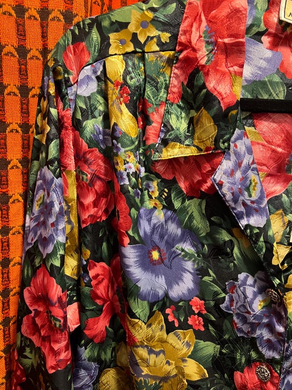 Vintage 80s Floral Blouse, Colorful Print, Plus Size - Etsy UK