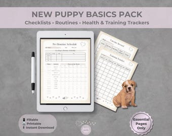 New Puppy Basics Pack | Fillable Checklists, Routine, Health & Training Trackers