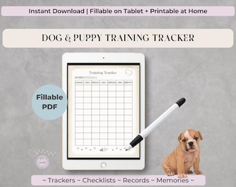 Puppy Training Tracker: Fillable Log & Behavior Chart for Dogs and Puppies (PDF Printable Download