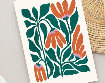 10 Pack -  Modern Botanical Greeting Cards,  Blank Notecards