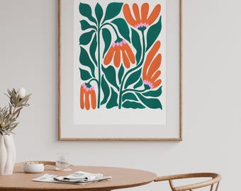 Wild Bloom Print (Cream) – Botanical Floral Art, Living Room Decor