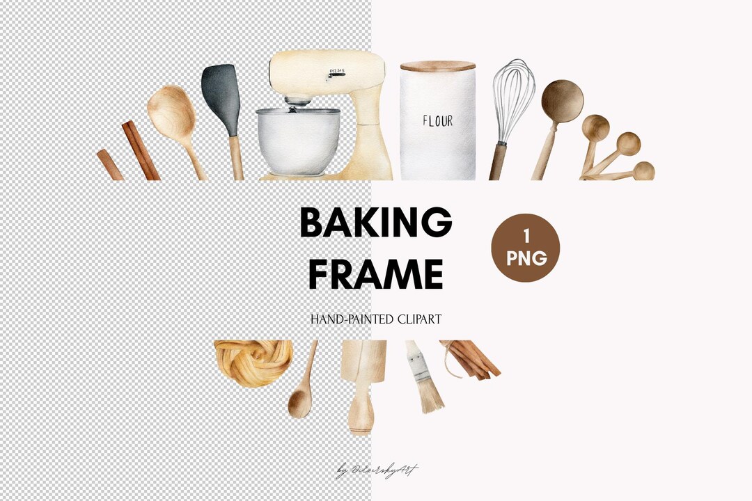 Watercolor Baking Frame Clipart PNG - Cooking Tools Frame - Bakery ...