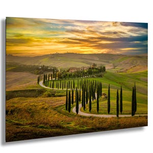 Agriturismo Baccoleno Cypress Tree Road at Sunset in Val d’Orcia Tuscany Italy Landscape Photography Print Wall Art