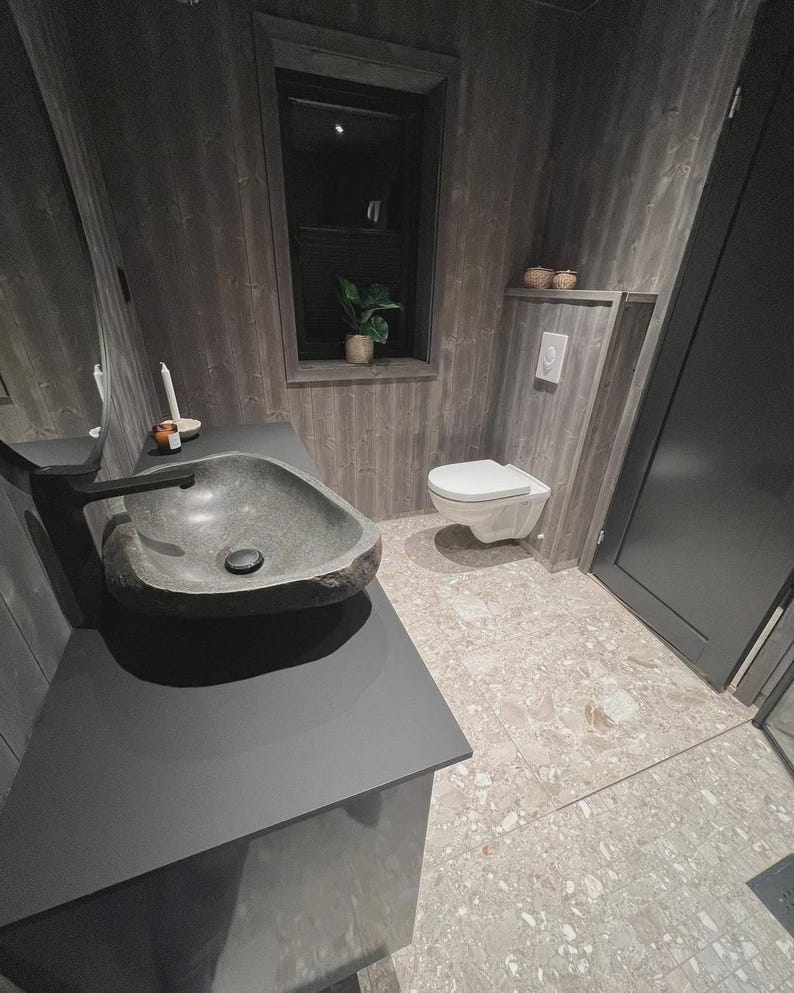 Unique Natural River Stone Wash Basin • Vessel Sink • Rustic Bathroom Sink • Vanity Basin • Modern Countertop Basin • Oval Stone Spa Bowl bild 4