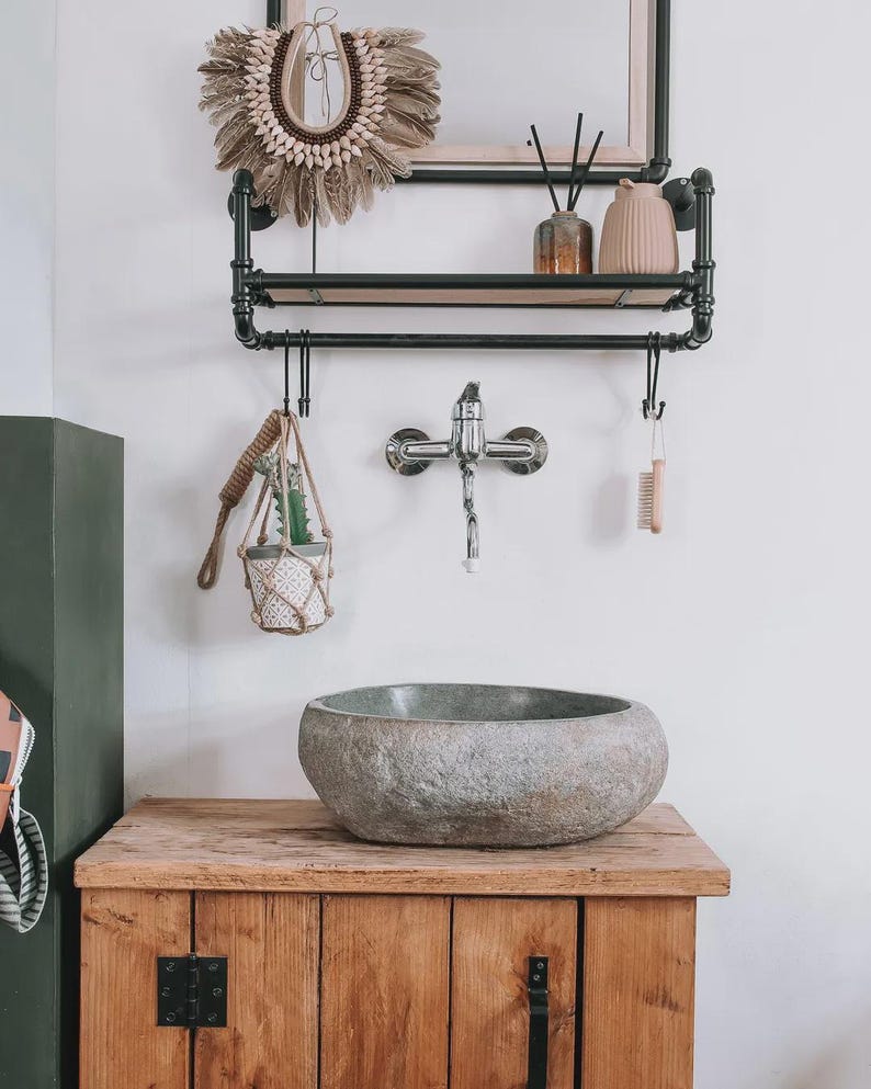 Unique Natural River Stone Wash Basin • Vessel Sink • Rustic Bathroom Sink • Vanity Basin • Modern Countertop Basin • Oval Stone Spa Bowl bild 9