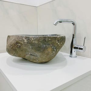 Unique Natural River Stone Wash Basin • Vessel Sink • Rustic Bathroom Sink • Vanity Basin • Modern Countertop Basin • Oval Stone Spa Bowl bild 7