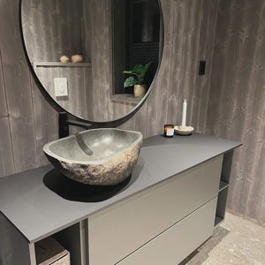 Unique Natural River Stone Wash Basin • Vessel Sink • Rustic Bathroom Sink • Vanity Basin • Modern Countertop Basin • Oval Stone Spa Bowl bild 6