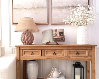Rustic Solid Pinewood Console Table with 3 Drawers • Mexican Style Hallway Table • Entryway Table • Living Room Table • Vanity Table