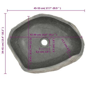 Unique Natural River Stone Wash Basin • Vessel Sink • Rustic Bathroom Sink • Vanity Basin • Modern Countertop Basin • Oval Stone Spa Bowl 45-53 cm