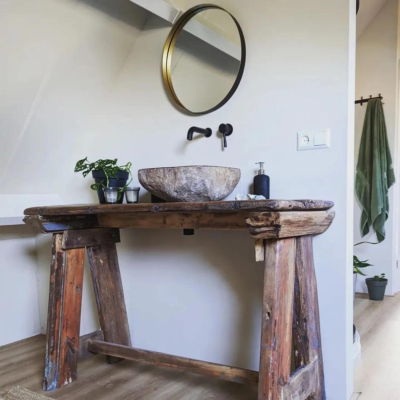 Unique Natural River Stone Wash Basin • Vessel Sink • Rustic Bathroom Sink • Vanity Basin • Modern Countertop Basin • Oval Stone Spa Bowl bild 1