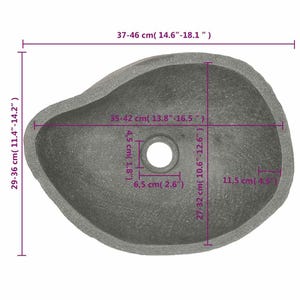 Unique Natural River Stone Wash Basin • Vessel Sink • Rustic Bathroom Sink • Vanity Basin • Modern Countertop Basin • Oval Stone Spa Bowl 37-46 cm