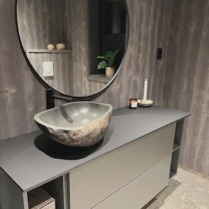 Unique Natural River Stone Wash Basin • Vessel Sink • Rustic Bathroom Sink • Vanity Basin • Modern Countertop Basin • Oval Stone Spa Bowl bild 3