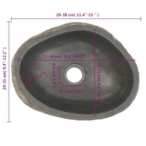 Unique Natural River Stone Wash Basin • Vessel Sink • Rustic Bathroom Sink • Vanity Basin • Modern Countertop Basin • Oval Stone Spa Bowl 29-38 cm