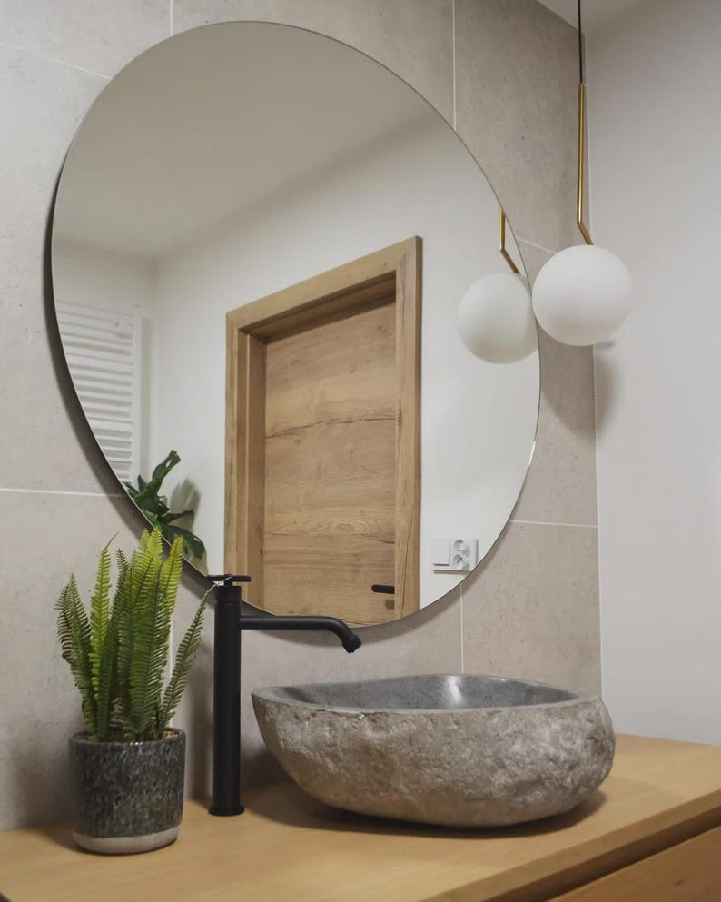 Unique Natural River Stone Wash Basin • Vessel Sink • Rustic Bathroom Sink • Vanity Basin • Modern Countertop Basin • Oval Stone Spa Bowl bild 5