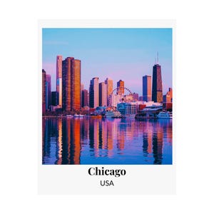 Chicago Skyline Poster Travel Memory Wall Art, Cityscape Photography Gift, Souvenir for Travelers