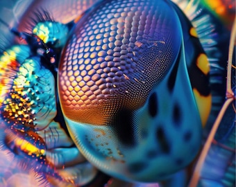 Impresión de arte mural de macrolibélula, primer plano de la naturaleza colorida (descarga digital)