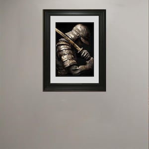 Golden Samurai Wall Art | Japanese Warrior Poster | Katana Samurai Print | Digital Download | A2 A3 A4 Printable Wall Art