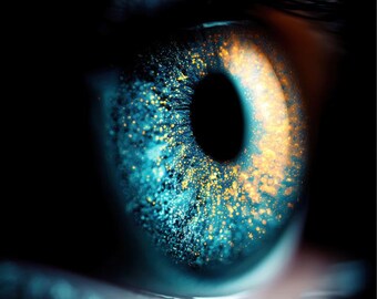 Blue & Gold Eye – Luxury Abstract Fine Art Print (Digital Download)