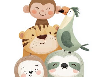Nursery Wall Art: Jungle Animals - Digital Download Printable
