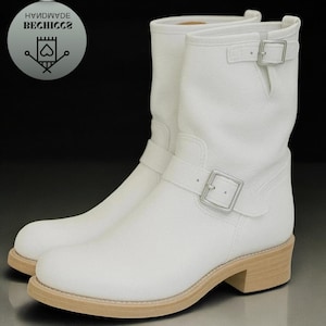 Handgemaakte witte leren monnikslaarzen voor heren | Echte leren bikerlaarzen | Enkellaarzen voor formeel kantoor | Cadeau voor hem