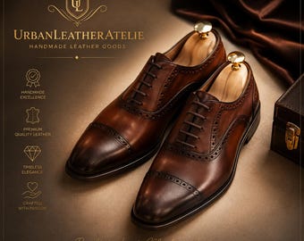 Handmade Men's Dark Brown Leather Brogue Shoes, Lace Up Dress Shoes, Classic Formal Party Wear Footwear, Elegant Business Office Shoes