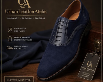 Handmade Blue Shoes, Brogue Shoes, Men Leather Lace Up Shoe.