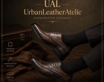 Handmade Men Classic Brown Leather Derby Lace Up Dress Shoes.