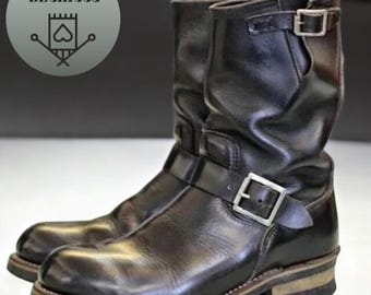 Handmade Stylish Black Leather Monk Boots for Men | Genuine Leather Biker Dress Boots | Ankle Formal Office Shoes | Gift for Him