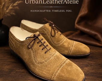 Handmade Men yellow suede Lace Up Oxford Dress Shoes, Office Shoes,Dress shoes for men
