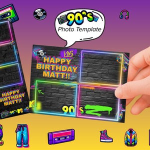90s Editable Photo Template 4x6 & 2x6