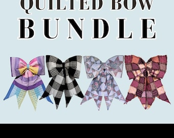 The Big Giant Quilted Bow Bundle | PDF Sewing Patterns and Video Tutorials for Reversible Patchwork, Rag Quilt & Jelly Roll Bows