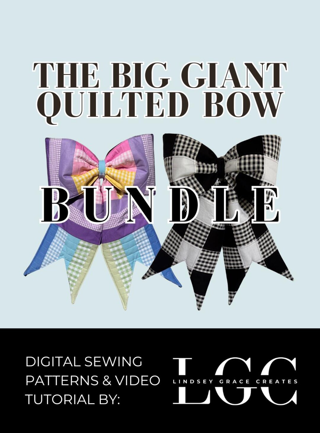 Patchwork Bow Tutorial The Big Giant Quilted Bow Bundle | PDF Sewing Pattern and Video ...