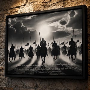 Sacred Scriptures: Proverbs 21 - Victory Rests with the Lord- Black Framed Canvas | all4HIM collection