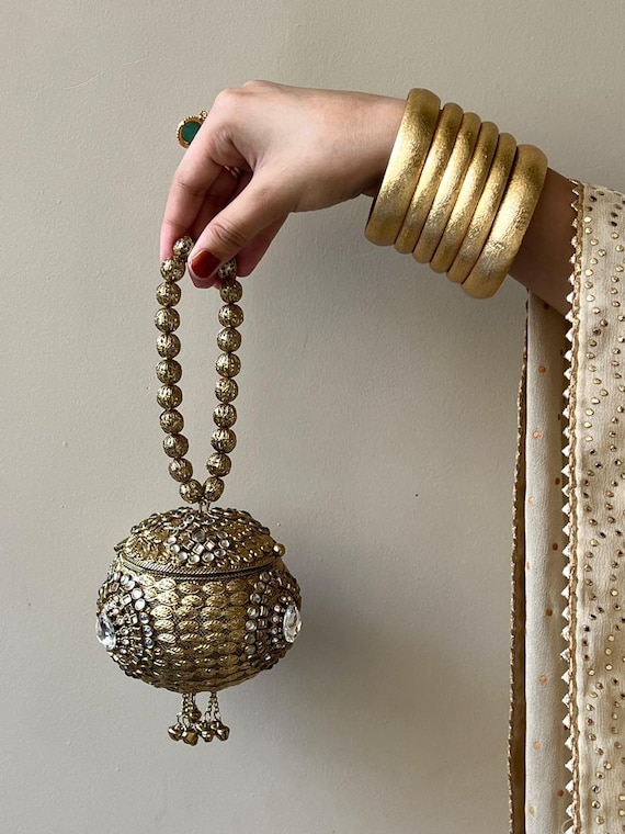 Mini Kundan Potli Bag, Indian Wedding Favor Bag, Bridal Potli Purse, Ethnic Clutch, Handmade Beaded Potli, Mehndi Gift Pouch