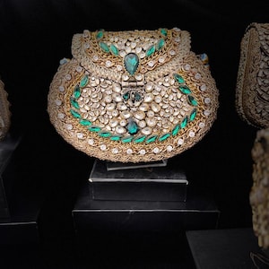 Handmade Kundan Clutch Bag, Bridal Wedding Purse, Crystal Embellished Handbag, Green Stone Beaded Evening Clutch, Ethnic Party Bag