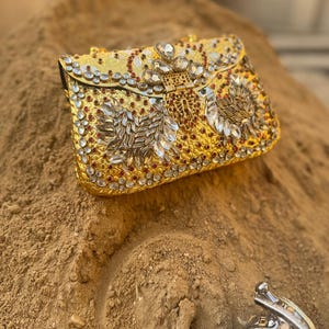 Crystal Swan Bag | Kundan Bridal Clutch | Handmade Wedding Potli | Elegant Bridal Bag | Party Clutch for Bridesmaids | Ethnic Festive Purse
