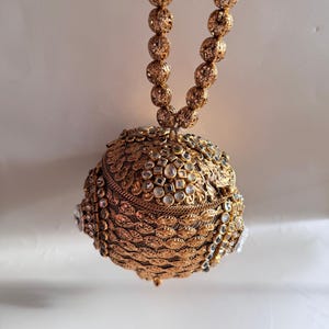 Mini Kundan Potli Bag, Indian Wedding Favor Bag, Bridal Potli Purse, Ethnic Clutch, Handmade Beaded Potli, Mehndi Gift Pouch image 8