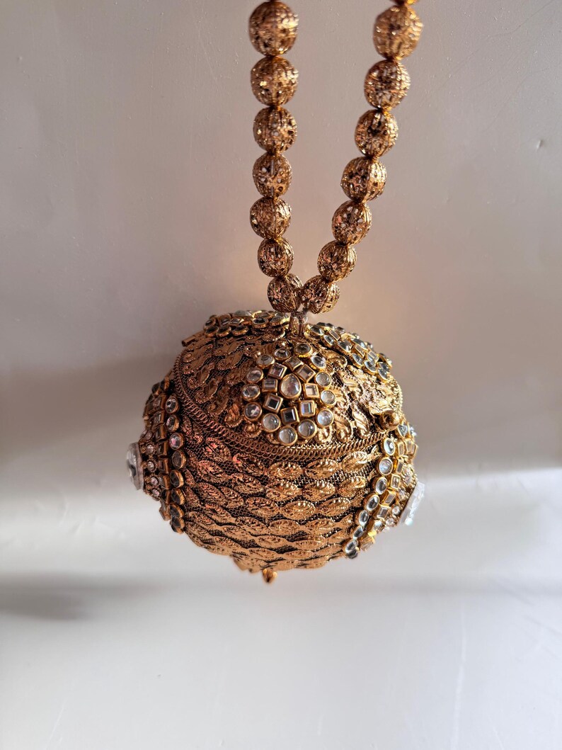 Mini Kundan Potli Bag, Indian Wedding Favor Bag, Bridal Potli Purse, Ethnic Clutch, Handmade Beaded Potli, Mehndi Gift Pouch image 8