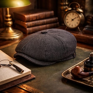 Berretto piatto classico da uomo in stile giornale, modello vintage da strillone Shelby, berretto parasole, accessorio per abito.