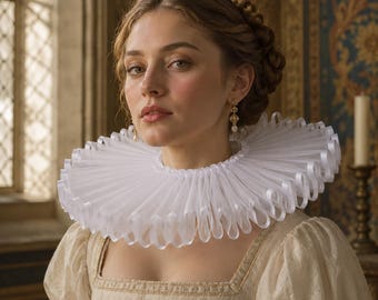 Vintage Medieval Ruffled Neck Collar Renaissance Victorian Clown Cosplay Costume Accessory