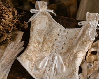 Vintage bovenborstcorset met veters en uitgebeend bustier Gothic Victoriaanse crop top shapewear