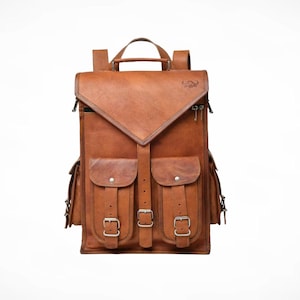 Handmade Leather 17-Inch Laptop Backpack: Travel Rucksack