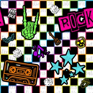 Rock n Roll Seamless Pattern: High-Resolution Punk Design (Digital Download)