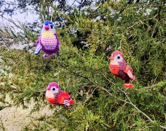 Crochet bird ornaments